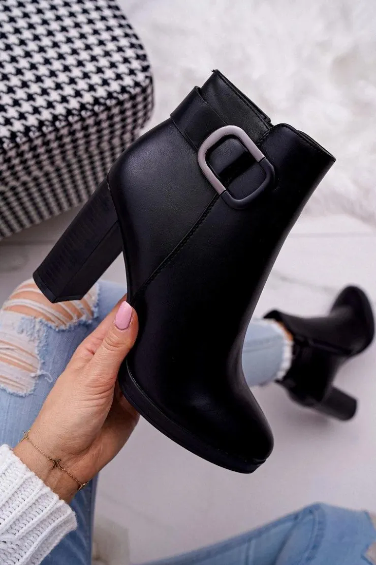 Boto Botki Na Słupku|Botki Zimowe Damskie*Damskie Botki Na Słupku Czarne Mastor