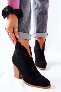 Sale Boto Damskie Botki Na Słupku Czarne Meronet