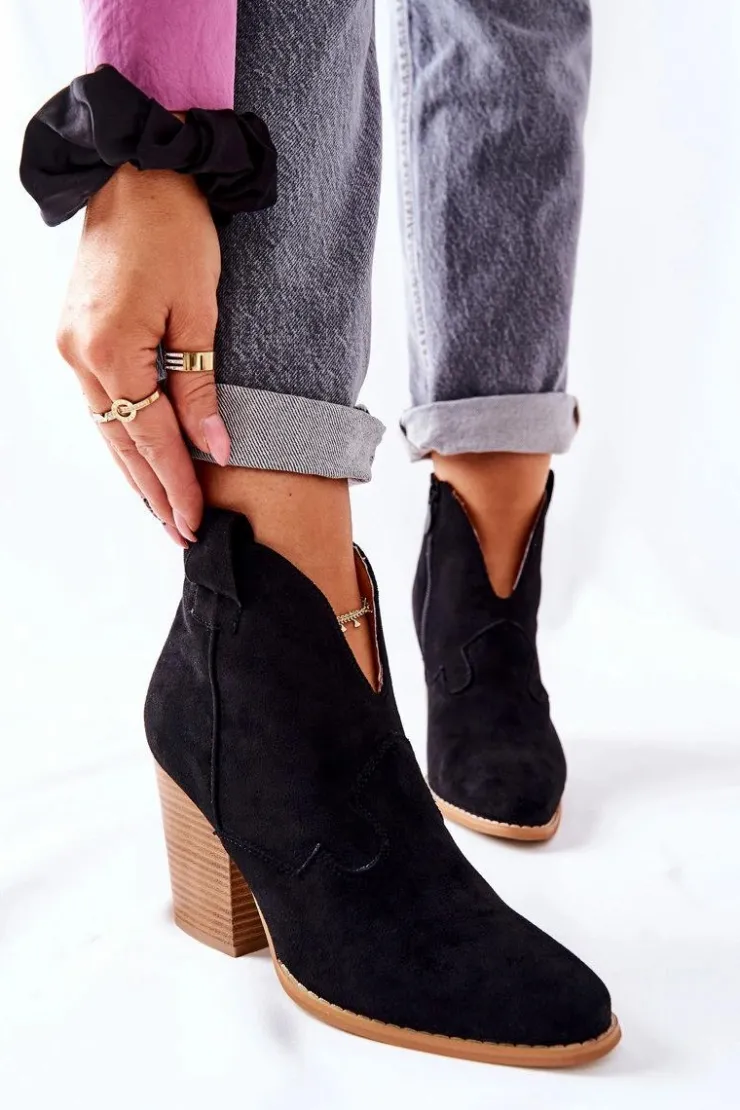 Sale Boto Damskie Botki Na Słupku Czarne Meronet