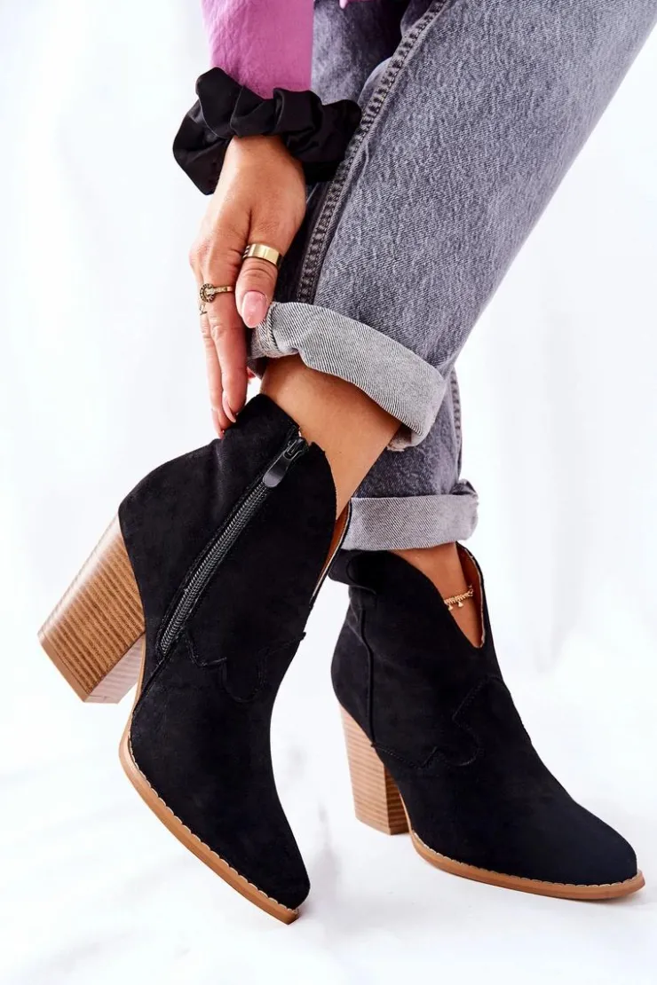 Sale Boto Damskie Botki Na Słupku Czarne Meronet