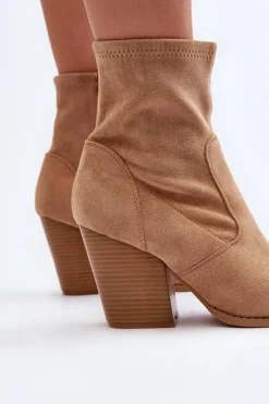 Damskie Boto Damskie Botki Na Słupku Khaki Sanile