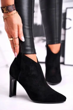 Damskie Laura Messi Damskie Botki na Słupku Czarne 2200