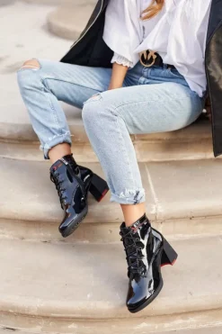 Damskie Damskie buty S.Barski Damskie Botki Na Słupku Lakierowane Czarne Do It Better