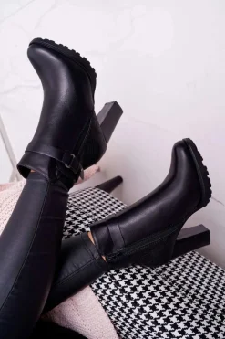 Boto Botki Na Słupku|Botki Zimowe Damskie*Damskie Botki Na Słupku Ocieplane Czarne Devin