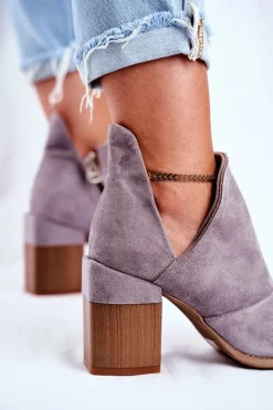 Boto Botki Na Słupku|Botki Na Obcasie*Damskie Botki Na Słupku Szare Wycięte Meliori