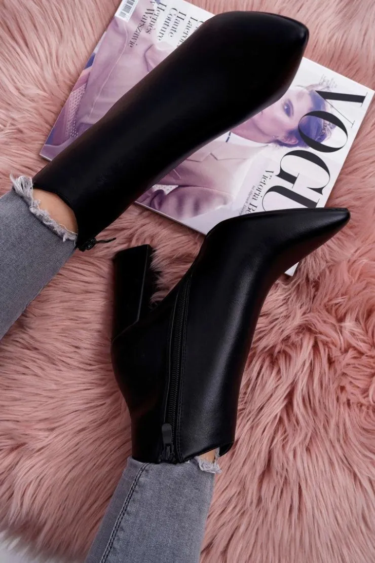 Hot Boto Damskie Botki Na Słupku W Szpic Czarne Felino