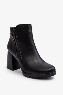 Damskie Buty Sergio Leone Damskie Botki Na Słupku Z Suwakami Czarne Ryelle