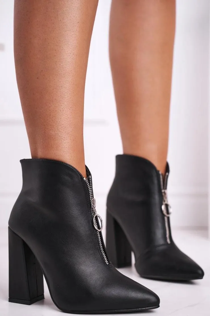 Damskie Boto Damskie Botki Na Słupku Zamek z Przodu Czarne Save Me