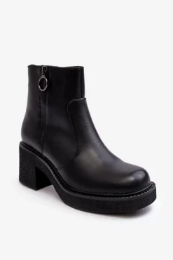 Outlet Buty Sergio Leone Damskie Botki Na Suwak Czarne Romella Czarny