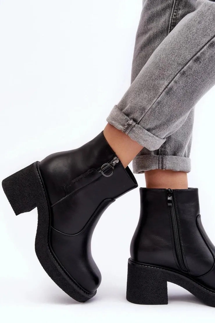 Outlet Buty Sergio Leone Damskie Botki Na Suwak Czarne Romella Czarny