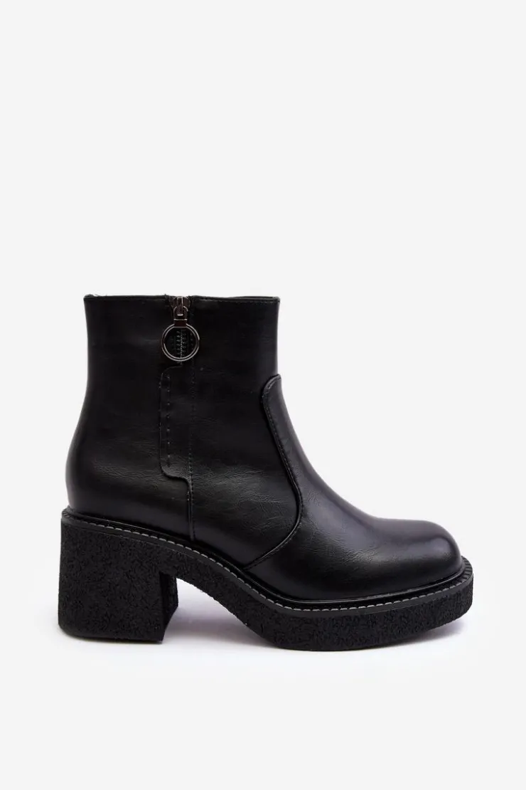 Outlet Buty Sergio Leone Damskie Botki Na Suwak Czarne Romella Czarny