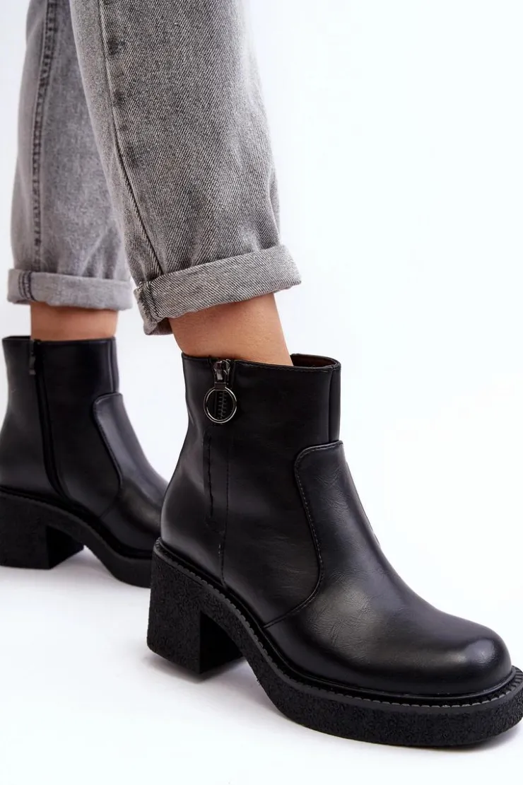 Outlet Buty Sergio Leone Damskie Botki Na Suwak Czarne Romella Czarny