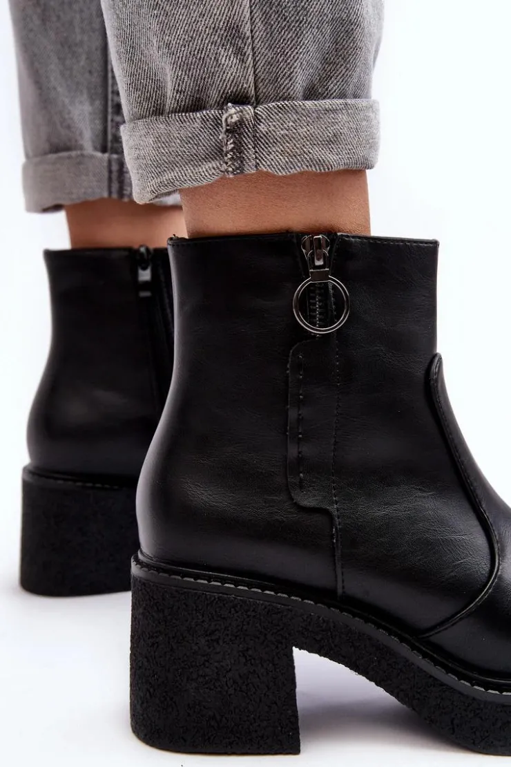 Outlet Buty Sergio Leone Damskie Botki Na Suwak Czarne Romella Czarny