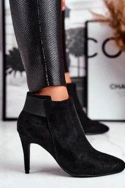 Damskie Boto Damskie Botki Na Szpilce Czarne Office