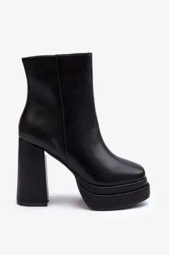 Boto Czarne Botki|Botki Zimowe Damskie*Damskie Botki Na Wysokim Słupku I Platformie Czarne Sandstra