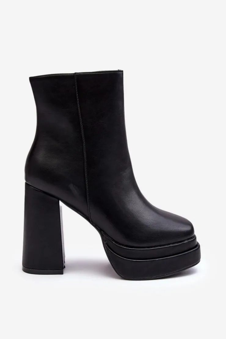 Boto Czarne Botki|Botki Zimowe Damskie*Damskie Botki Na Wysokim Słupku I Platformie Czarne Sandstra