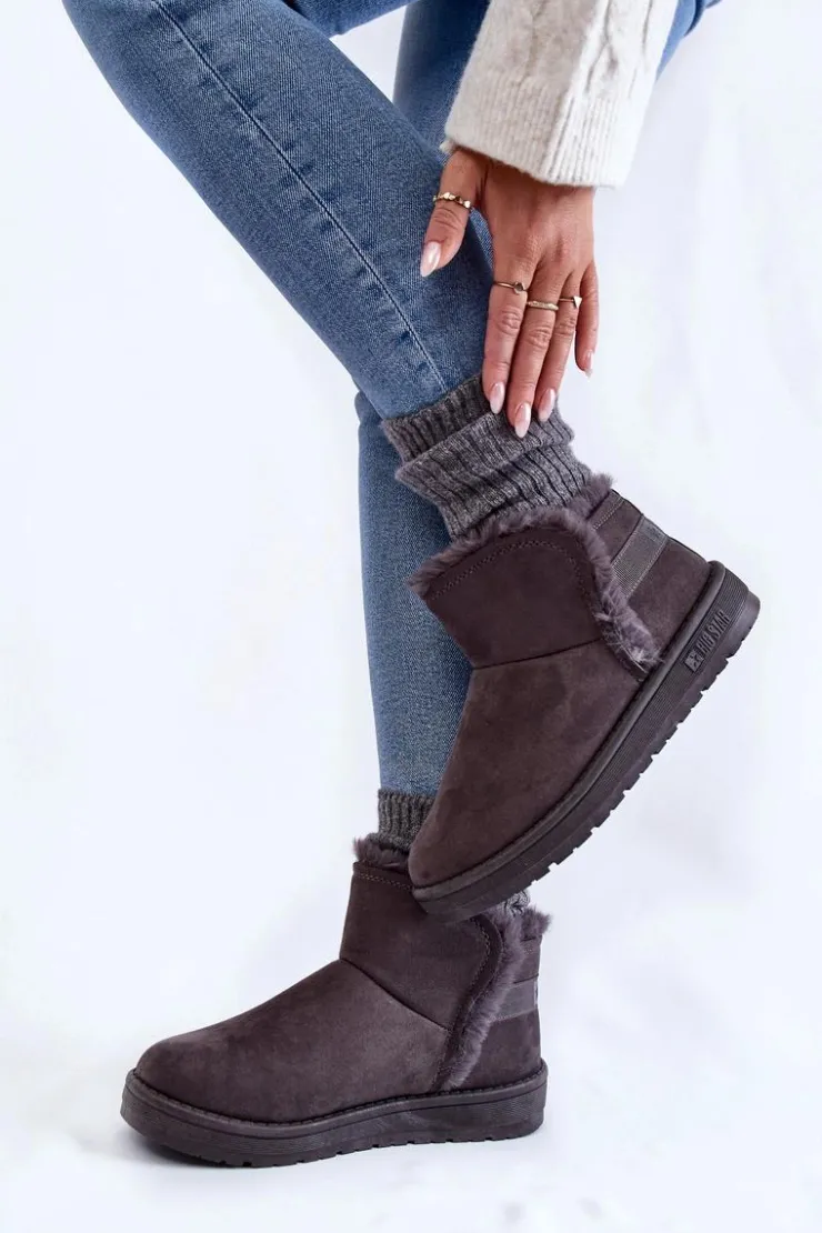 Damskie Big Star Shoes Damskie Botki Śniegowce Big Star KK274623 Szare