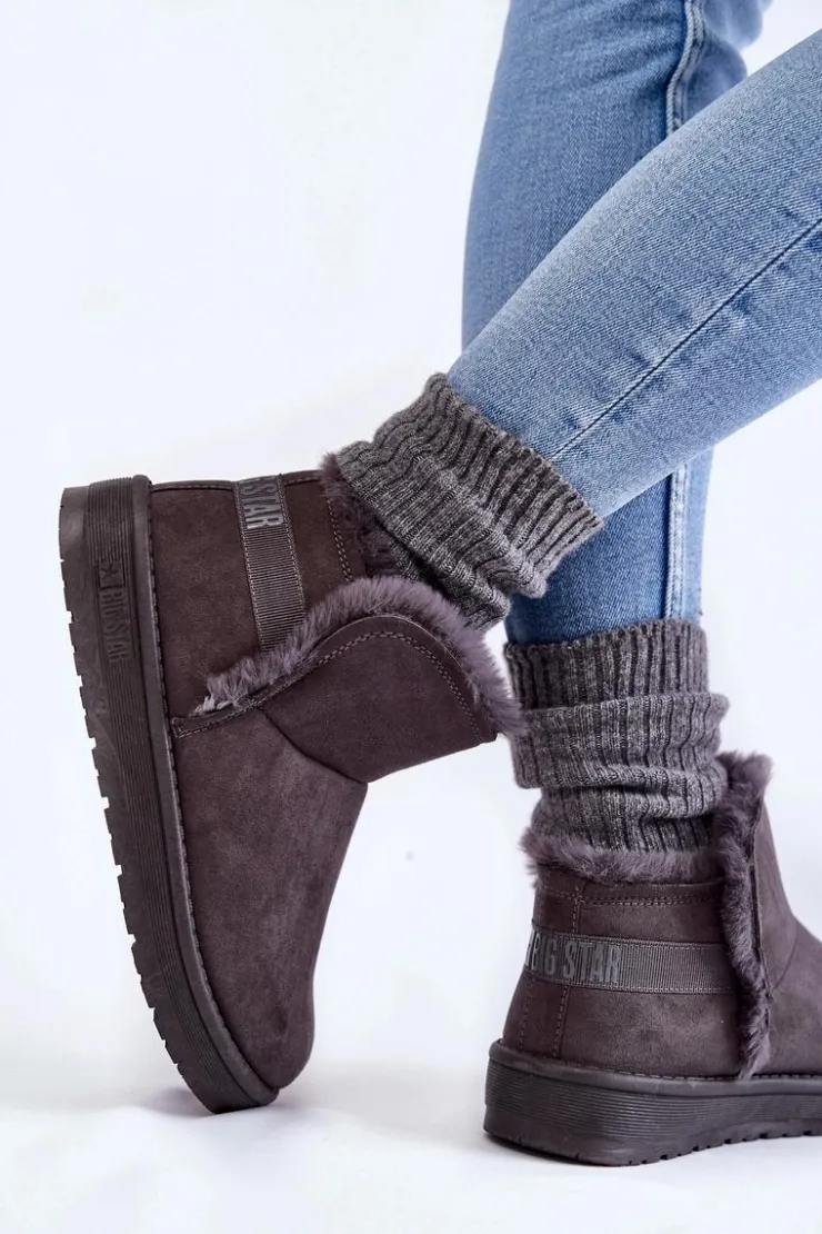 Damskie Big Star Shoes Damskie Botki Śniegowce Big Star KK274623 Szare