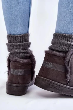 Damskie Big Star Shoes Damskie Botki Śniegowce Big Star KK274623 Szare