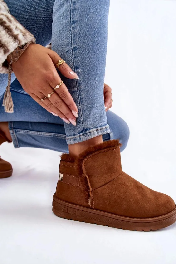 Damskie Big Star Shoes Damskie Botki Śniegowce Big Star KK274620 Brązowe