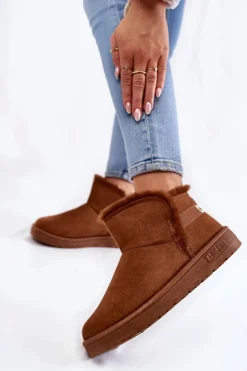 Damskie Big Star Shoes Damskie Botki Śniegowce Big Star KK274620 Brązowe