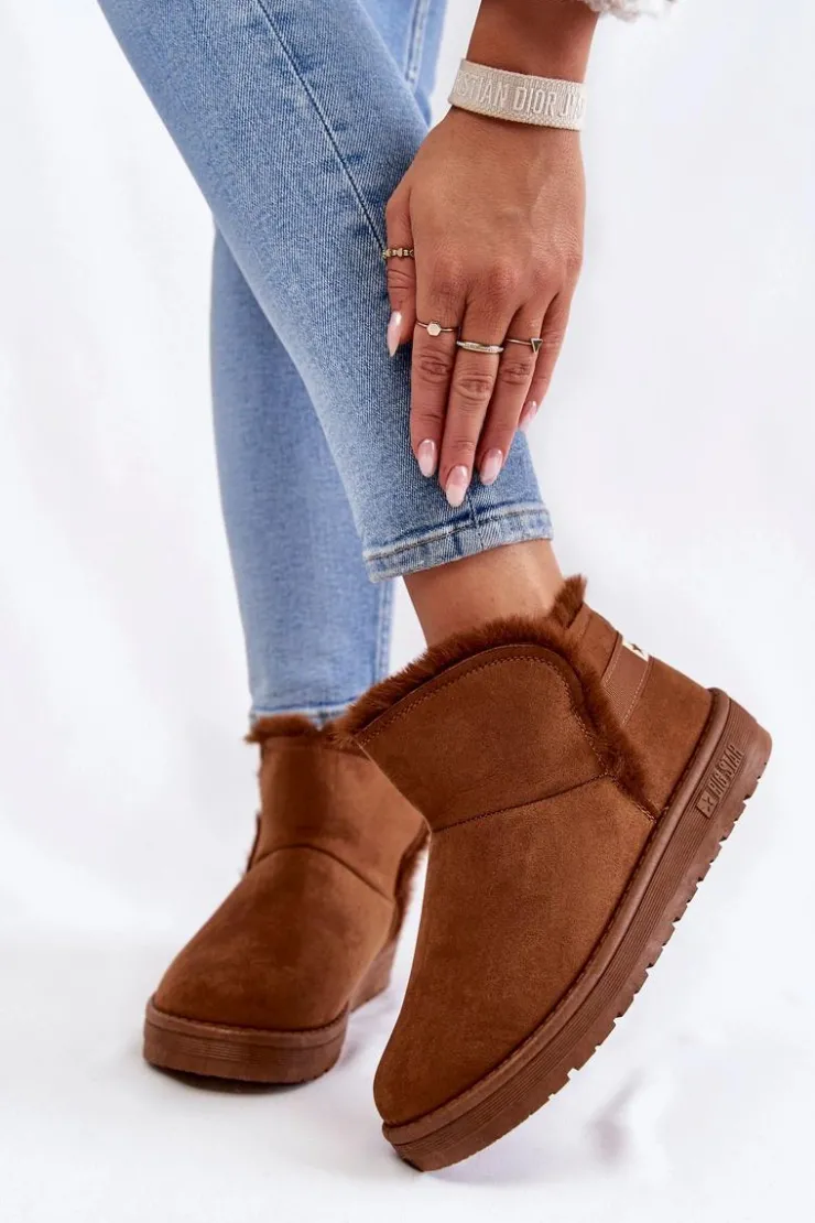 Damskie Big Star Shoes Damskie Botki Śniegowce Big Star KK274620 Brązowe