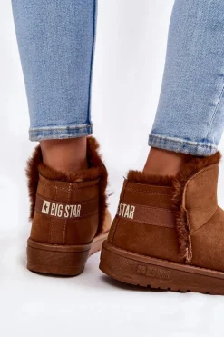 Damskie Big Star Shoes Damskie Botki Śniegowce Big Star KK274620 Brązowe