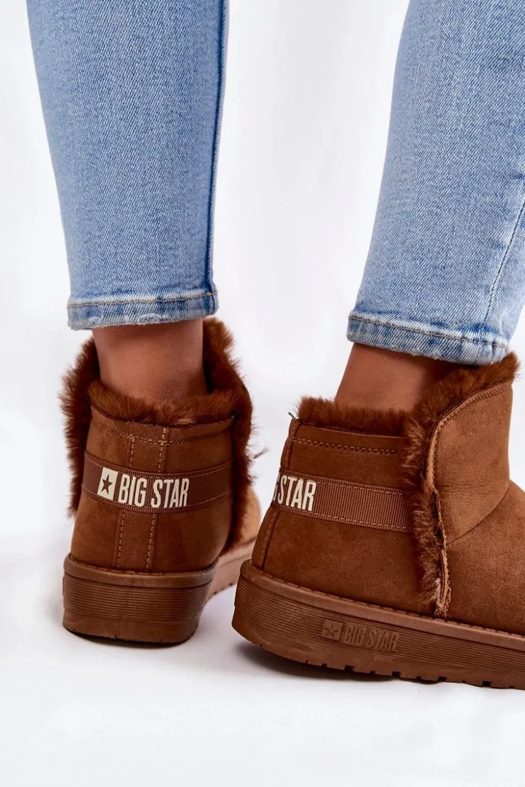 Damskie Big Star Shoes Damskie Botki Śniegowce Big Star KK274620 Brązowe