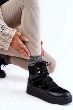 Clearance Boto Damskie Botki Śniegowce La.Fi 280072B-QN Czarne