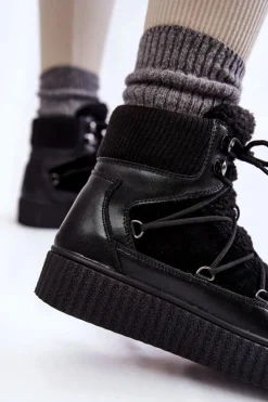 Clearance Boto Damskie Botki Śniegowce La.Fi 280072B-QN Czarne