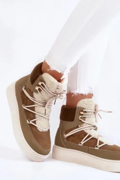 Boto Śniegowce Damskie*Damskie Botki Śniegowce La.Fi 280072KH-QN Brązowo-Zielone