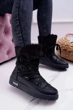 Buty damskie Vinceza Śniegowce Damskie*Damskie Botki Śniegowce Ocieplane Futerkiem Czarne Fereni