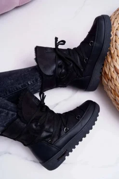 Buty damskie Vinceza Śniegowce Damskie*Damskie Botki Śniegowce Ocieplane Futerkiem Czarne Fereni