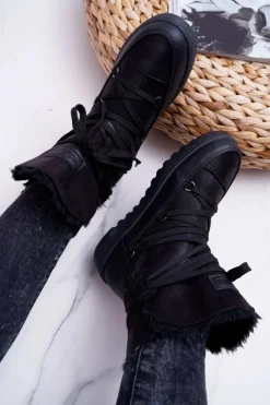 Buty damskie Vinceza Śniegowce Damskie*Damskie Botki Śniegowce Ocieplane Futerkiem Czarne Fereni