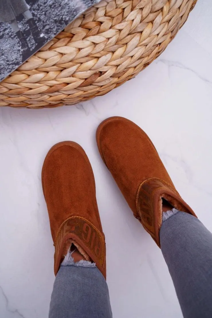 Damskie Big Star Shoes Damskie Botki Śniegowce Ocieplane Brązowe Big Star EE274259