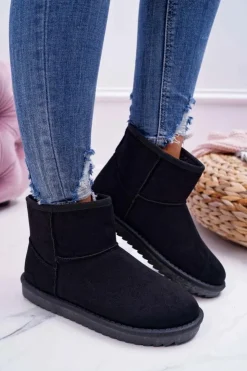 Damskie Boto Damskie Botki Śniegowce Ocieplane Czarne Puffen