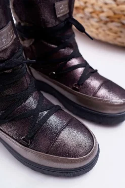 Damskie Buty damskie Vinceza Damskie Botki Śniegowce Ocieplane Futerkiem Ciemnoszare Fereni