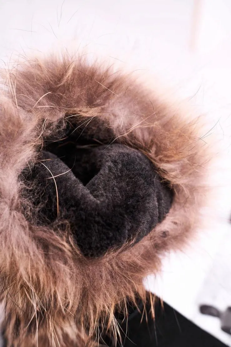 Damskie Boto Damskie Botki Śniegowce Ocieplane Futerkiem Skóra Zamsz Czarne Balvin