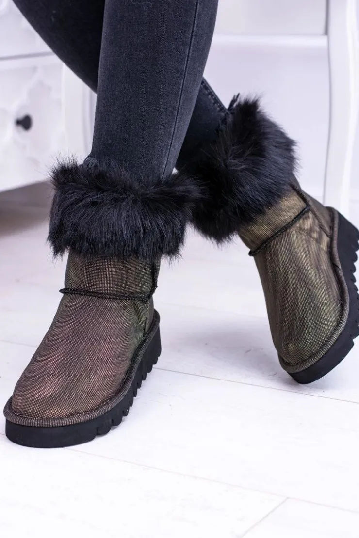Damskie Boto Damskie Botki Śniegowce Wysokie Z Futerkiem Fourrure