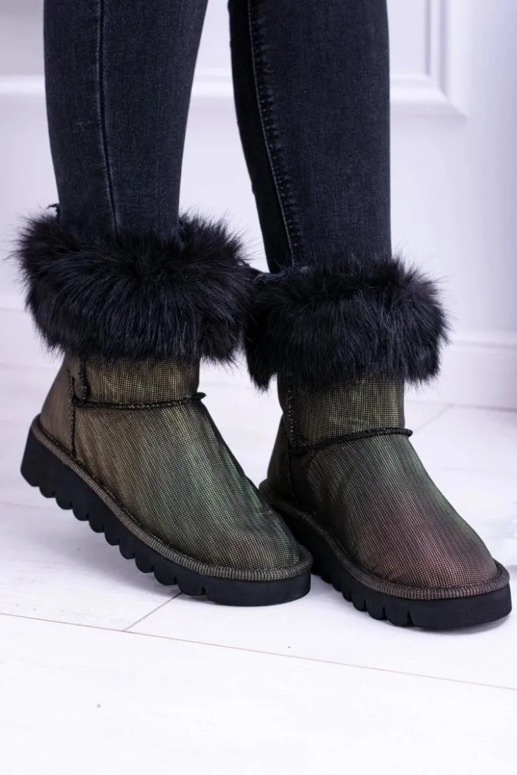 Damskie Boto Damskie Botki Śniegowce Wysokie Z Futerkiem Fourrure