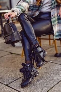 Hot Boto Damskie Botki Nity Kolce Czarne Magnes