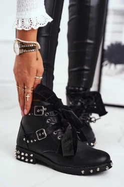 Hot Boto Damskie Botki Nity Kolce Czarne Magnes