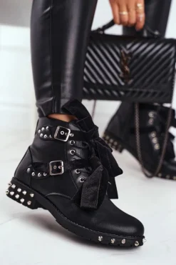 Hot Boto Damskie Botki Nity Kolce Czarne Magnes