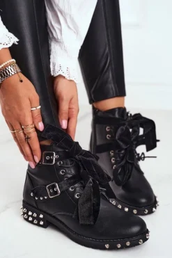 Hot Boto Damskie Botki Nity Kolce Czarne Magnes