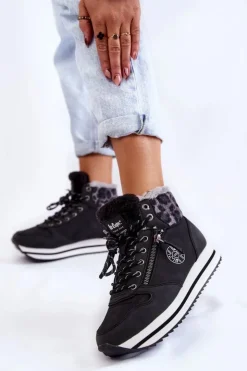 Damskie Lee Cooper Damskie Botki Ocieplane LCJ-22-31-1448 Czarne