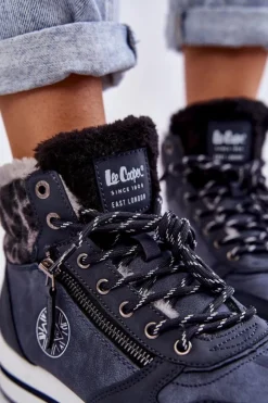 Discount Lee Cooper Damskie Botki Ocieplane LCJ-22-31-1450 Granatowe