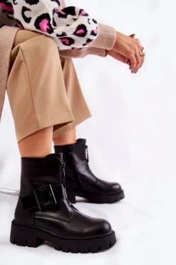 Boto Botki Ocieplane|Czarne Botki*Damskie Botki Ocieplane Na Suwak Czarne Torey Czarny