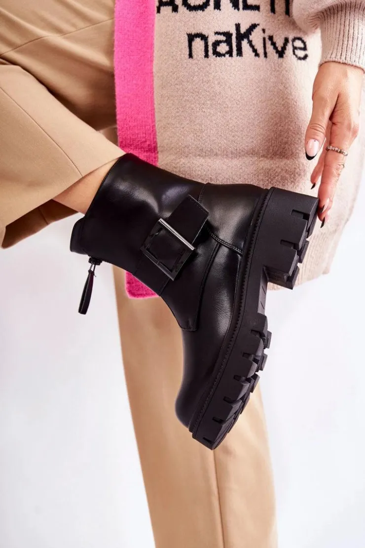 Boto Botki Ocieplane|Czarne Botki*Damskie Botki Ocieplane Na Suwak Czarne Torey Czarny