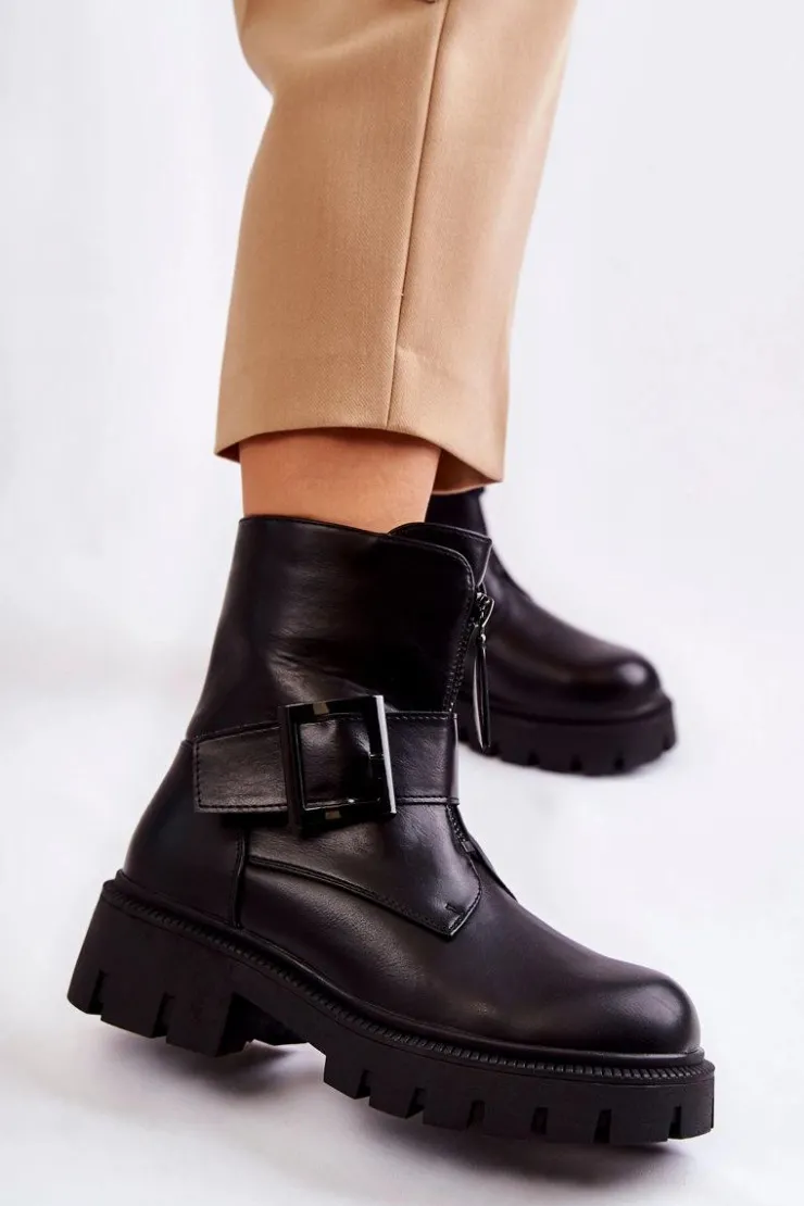 Boto Botki Ocieplane|Czarne Botki*Damskie Botki Ocieplane Na Suwak Czarne Torey Czarny