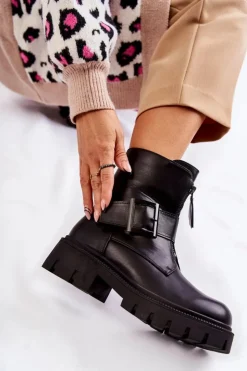 Boto Botki Ocieplane|Czarne Botki*Damskie Botki Ocieplane Na Suwak Czarne Torey Czarny